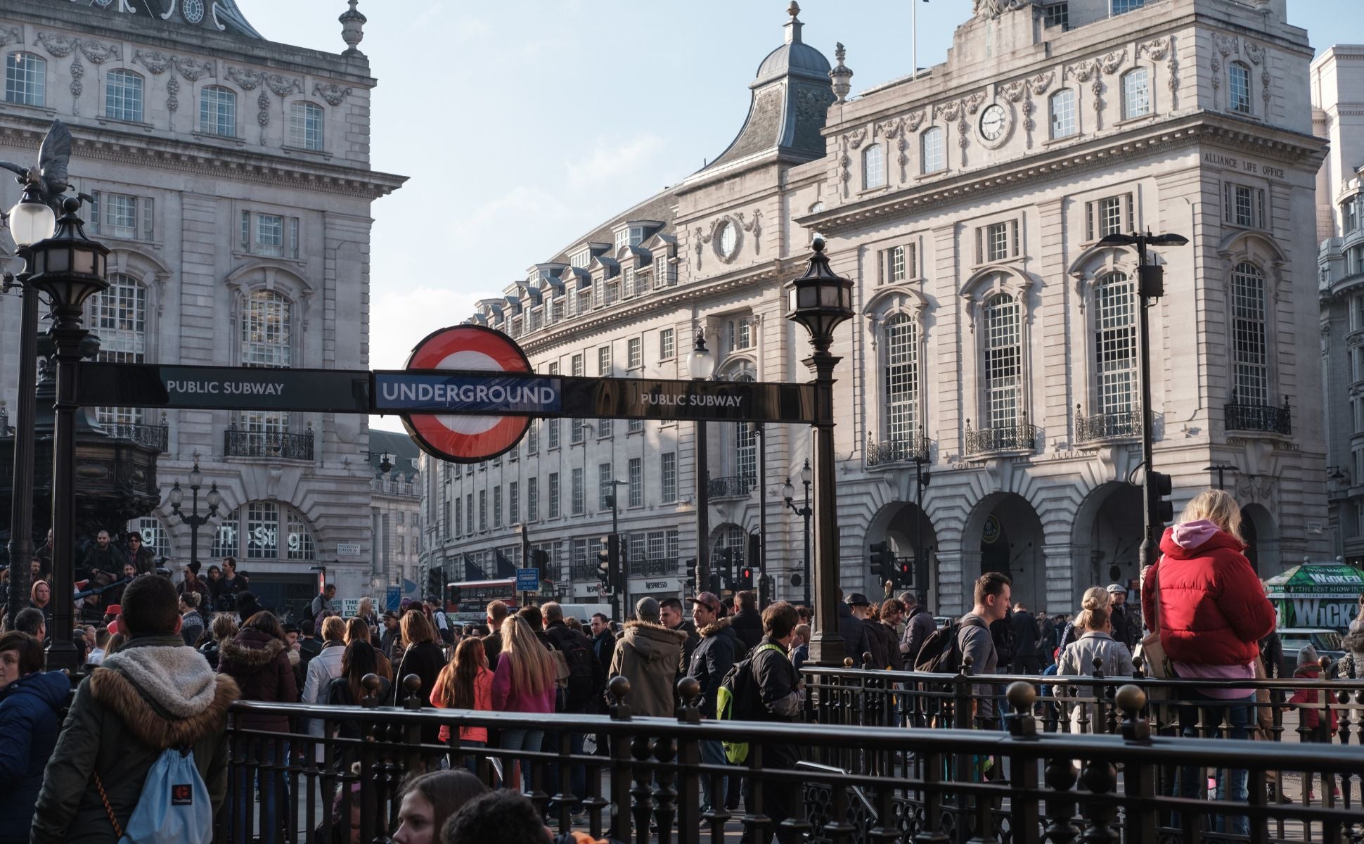 Central london with subway sign where skinda undershirts are made