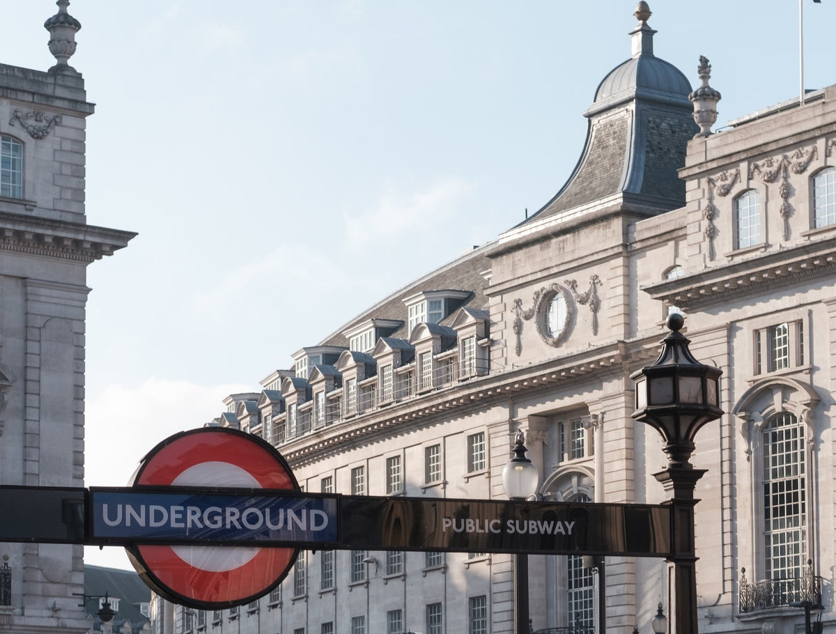 Central london with subway sign where skinda undershirts are made